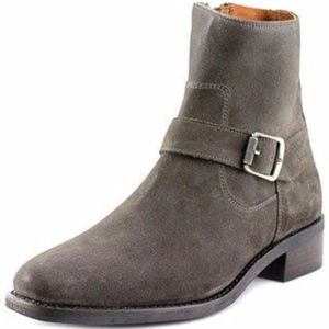 Frye Hannah Engineer Suede Mid Calf Boots Gray